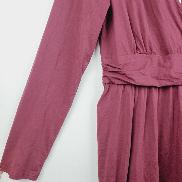 Styleworld Burgandy Faux Wrap Long Sleeve Dress XL - Picture 5 of 10